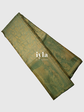 The Ravi Varma's Krishna & Yashoda Chronicles in Pistachio Sage