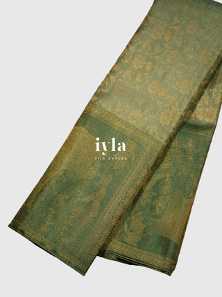 The Ravi Varma's Krishna & Yashoda Chronicles in Pistachio Sage