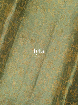 The Ravi Varma's Krishna & Yashoda Chronicles in Pistachio Sage