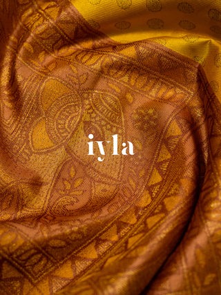 The Royal Elephant Legacy Kanjeevaram in sunshine Yellow