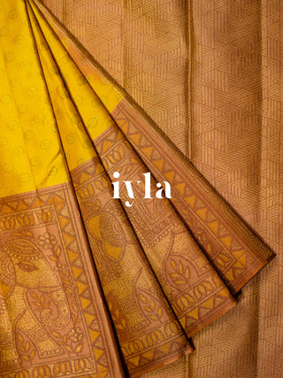 The Royal Elephant Legacy Kanjeevaram in sunshine Yellow