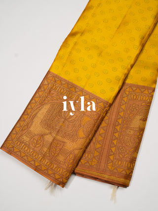 The Royal Elephant Legacy Kanjeevaram in sunshine Yellow