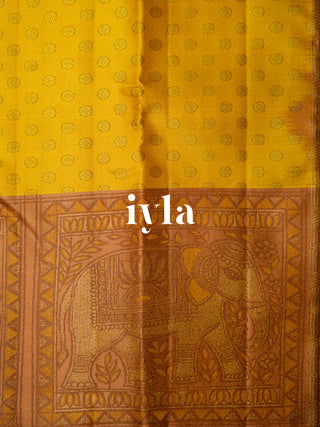 The Royal Elephant Legacy Kanjeevaram in sunshine Yellow