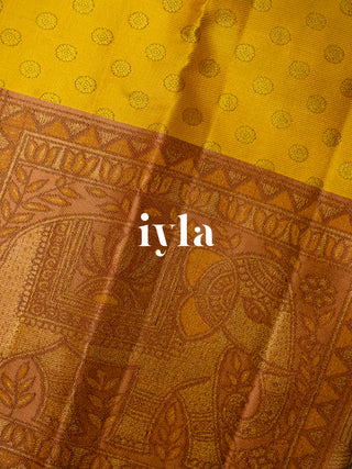 The Royal Elephant Legacy Kanjeevaram in sunshine Yellow