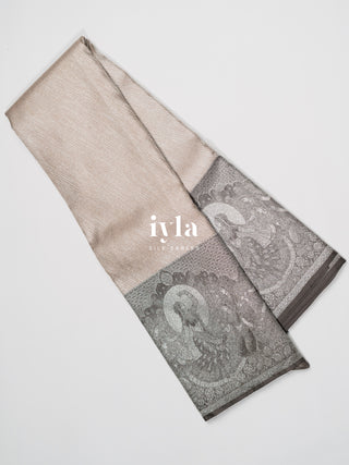 The Radha in the Moonlit Kanjeevaram in Almond Beige