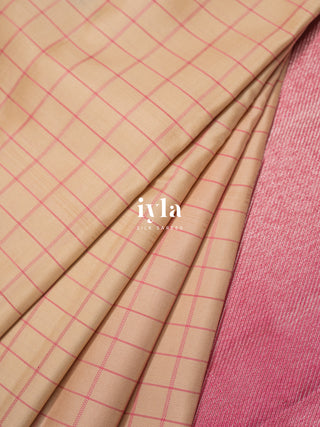 The DownPour Dream Kanjeevaram in soft Bisque