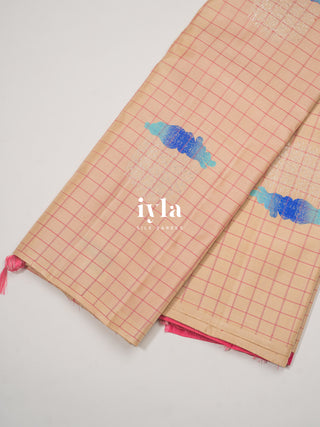 The DownPour Dream Kanjeevaram in soft Bisque