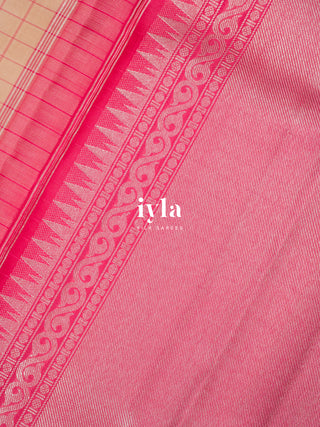 The DownPour Dream Kanjeevaram in soft Bisque