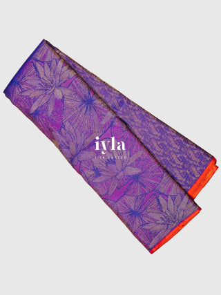 The Enchanted Lotus Pond Kanjeevaram in True Purple