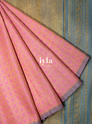 The Cane Theory Kanjeevaram in Carnation Pink