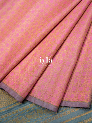 The Cane Theory Kanjeevaram in Carnation Pink