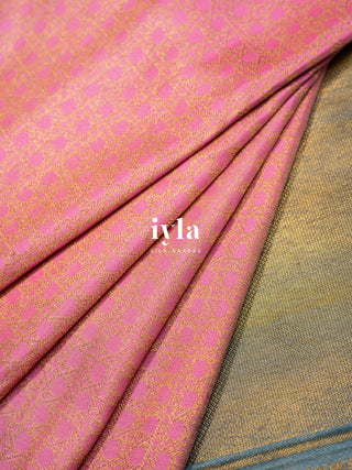 The Cane Theory Kanjeevaram in Carnation Pink