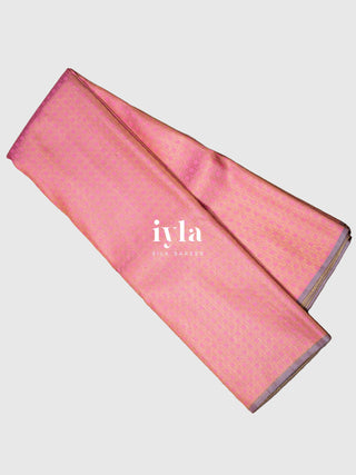 The Cane Theory Kanjeevaram in Carnation Pink