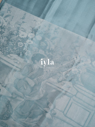 The Ravi Varma’s Lady of Raaga Kanjeevaram in Icy Blue