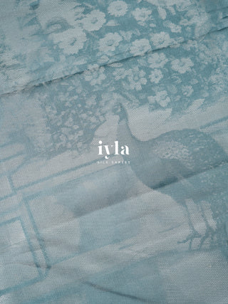 The Ravi Varma’s Lady of Raaga Kanjeevaram in Icy Blue