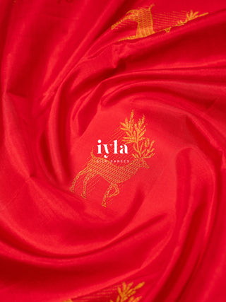 The Crimson Deer Garden Silk Saree