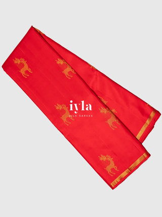 The Crimson Deer Garden Silk Saree