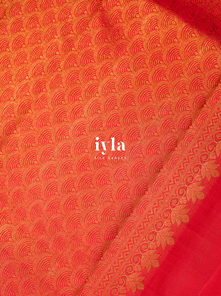 The Crimson Deer Garden Silk Saree