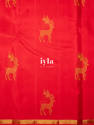 The Crimson Deer Garden Silk Saree