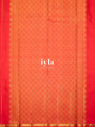 The Crimson Deer Garden Silk Saree