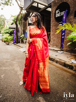 The Fluffy Cloud Kanjeevaram in Cherry Bomb