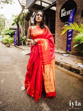 The Fluffy Cloud Kanjeevaram in Cherry Bomb