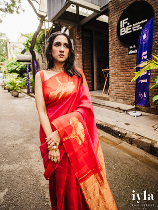 The Fluffy Cloud Kanjeevaram in Cherry Bomb