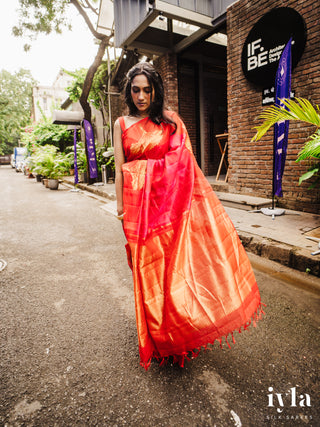 The Fluffy Cloud Kanjeevaram in Cherry Bomb