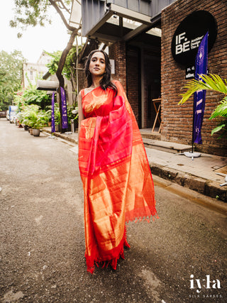 The Fluffy Cloud Kanjeevaram in Cherry Bomb