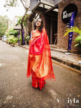 The Fluffy Cloud Kanjeevaram in Cherry Bomb