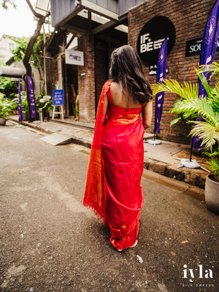 The Fluffy Cloud Kanjeevaram in Cherry Bomb