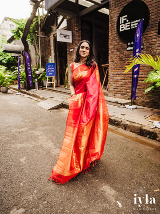 The Fluffy Cloud Kanjeevaram in Cherry Bomb