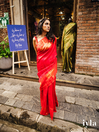 The Fluffy Cloud Kanjeevaram in Cherry Bomb