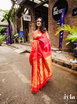 The Fluffy Cloud Kanjeevaram in Cherry Bomb