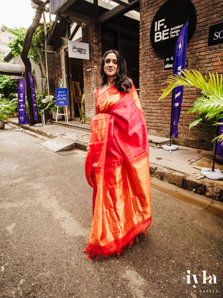 The Fluffy Cloud Kanjeevaram in Cherry Bomb