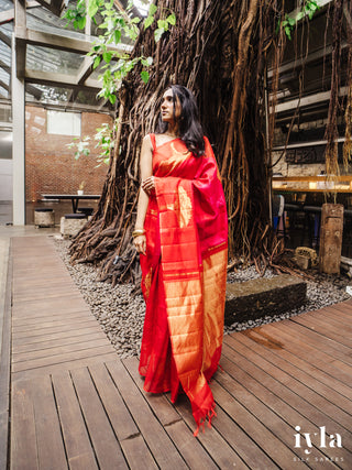 The Fluffy Cloud Kanjeevaram in Cherry Bomb
