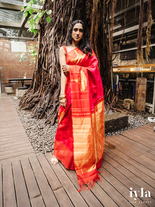 The Fluffy Cloud Kanjeevaram in Cherry Bomb