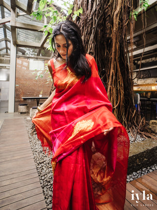 The Fluffy Cloud Kanjeevaram in Cherry Bomb