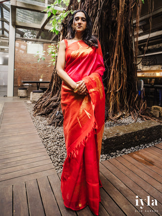 The Fluffy Cloud Kanjeevaram in Cherry Bomb