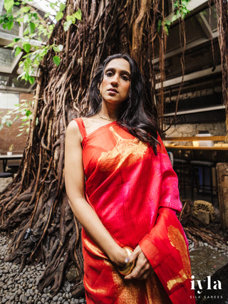The Fluffy Cloud Kanjeevaram in Cherry Bomb