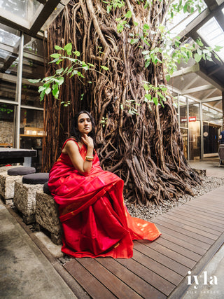 The Fluffy Cloud Kanjeevaram in Cherry Bomb