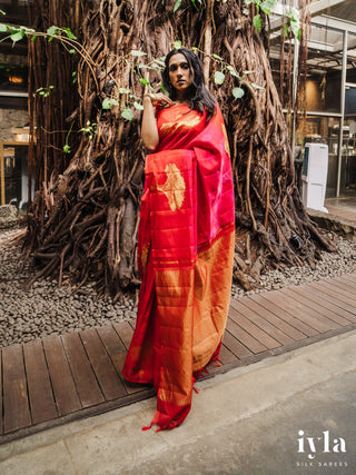 The Fluffy Cloud Kanjeevaram in Cherry Bomb