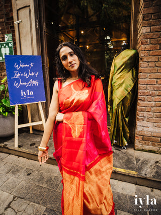 The Fluffy Cloud Kanjeevaram in Cherry Bomb