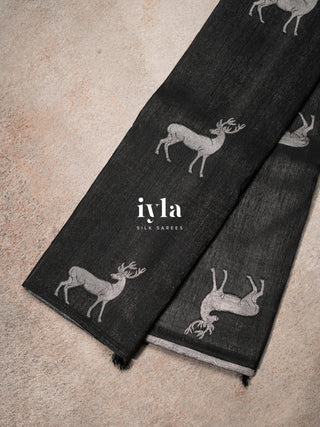 The Reversible Deer Kanjeevaram Onyx Black