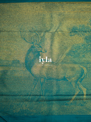 The Reversible Deer Kanjeevaram in Teal Temptation