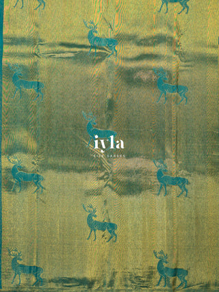 The Reversible Deer Kanjeevaram in Teal Temptation