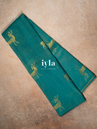 The Reversible Deer Kanjeevaram in Teal Temptation