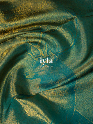 The Reversible Deer Kanjeevaram in Teal Temptation