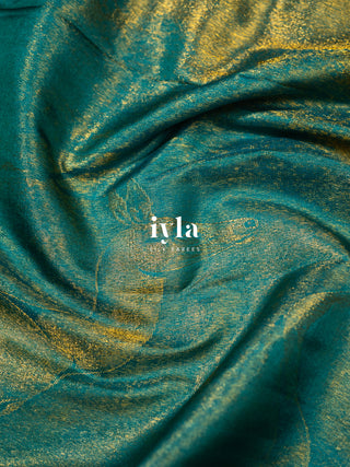 The Reversible Deer Kanjeevaram in Teal Temptation
