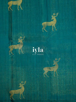 The Reversible Deer Kanjeevaram in Teal Temptation